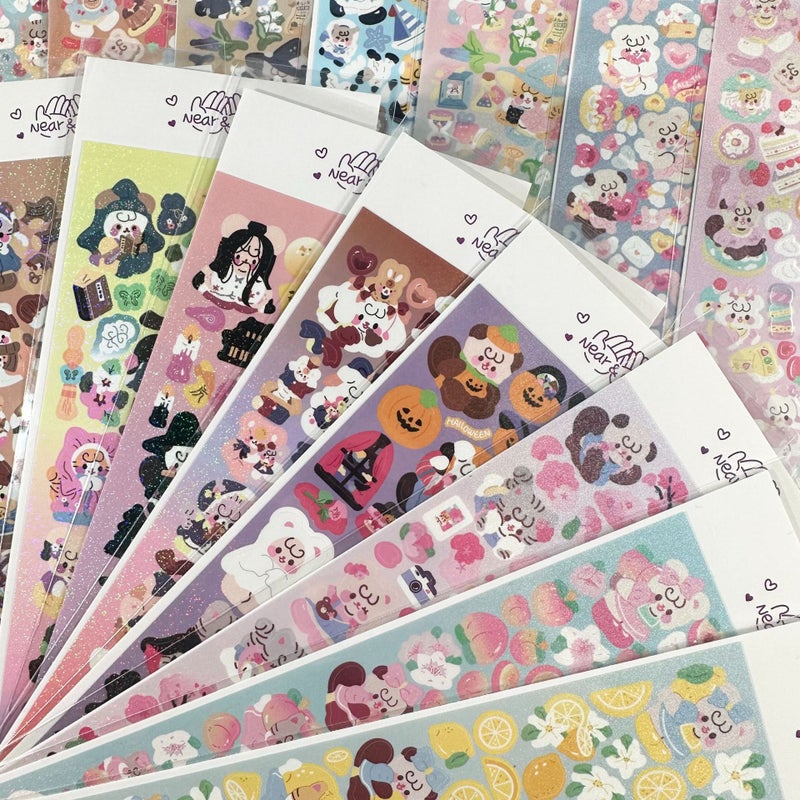 South Korea Explosions Cartoon Animal Bobobo Stickers Korean Laser Cute Hand Account Goo Card Stickers Cheap - Image 3